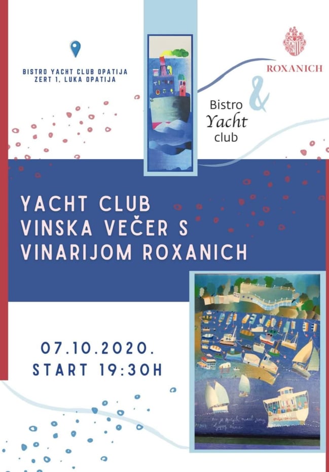 Yacht Club vinska večer s vinarijom Roxanich