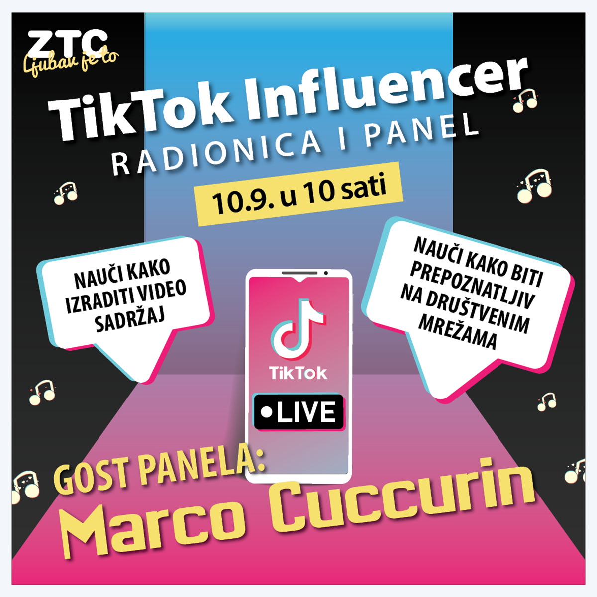 Poznati influenceri na TikTok radionici i panelu u ZTC-u!