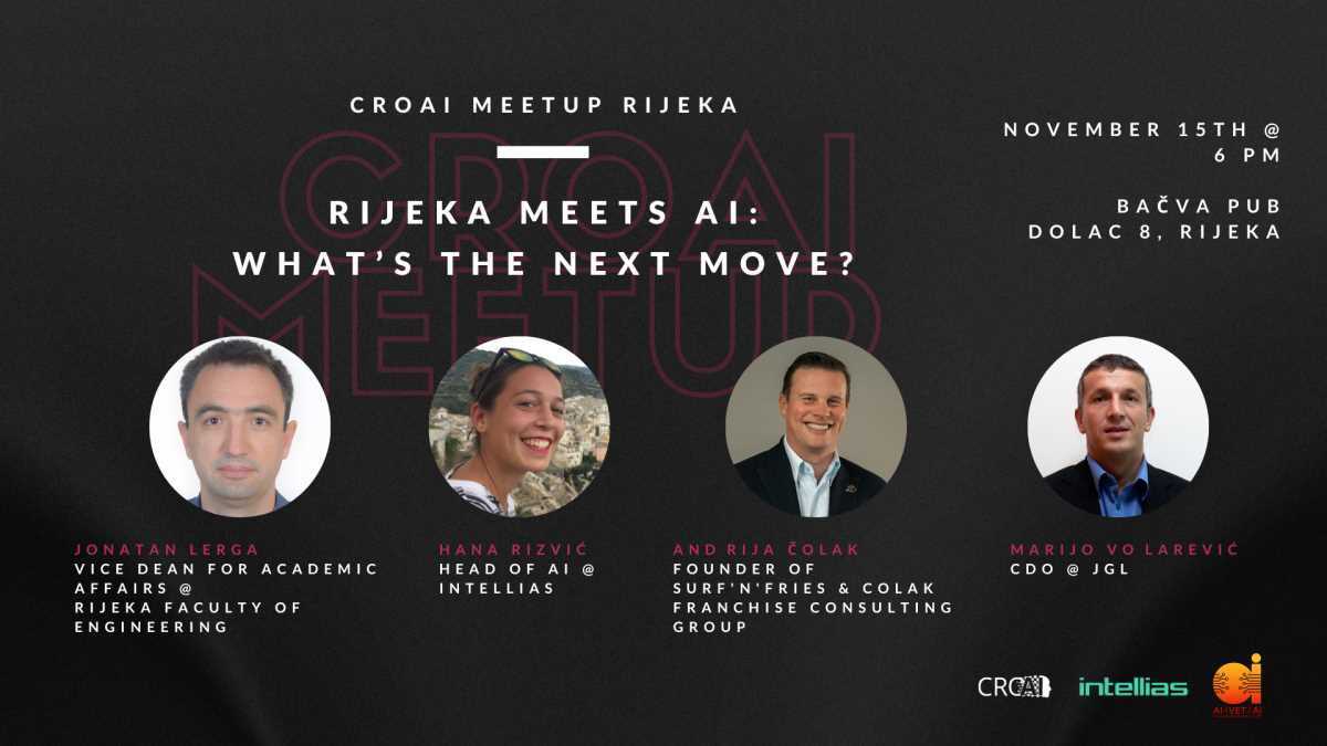 CroAI Meetup Rijeka i AI iz perspektive poduzetništva, techa, akademije i farmaceutske industrije