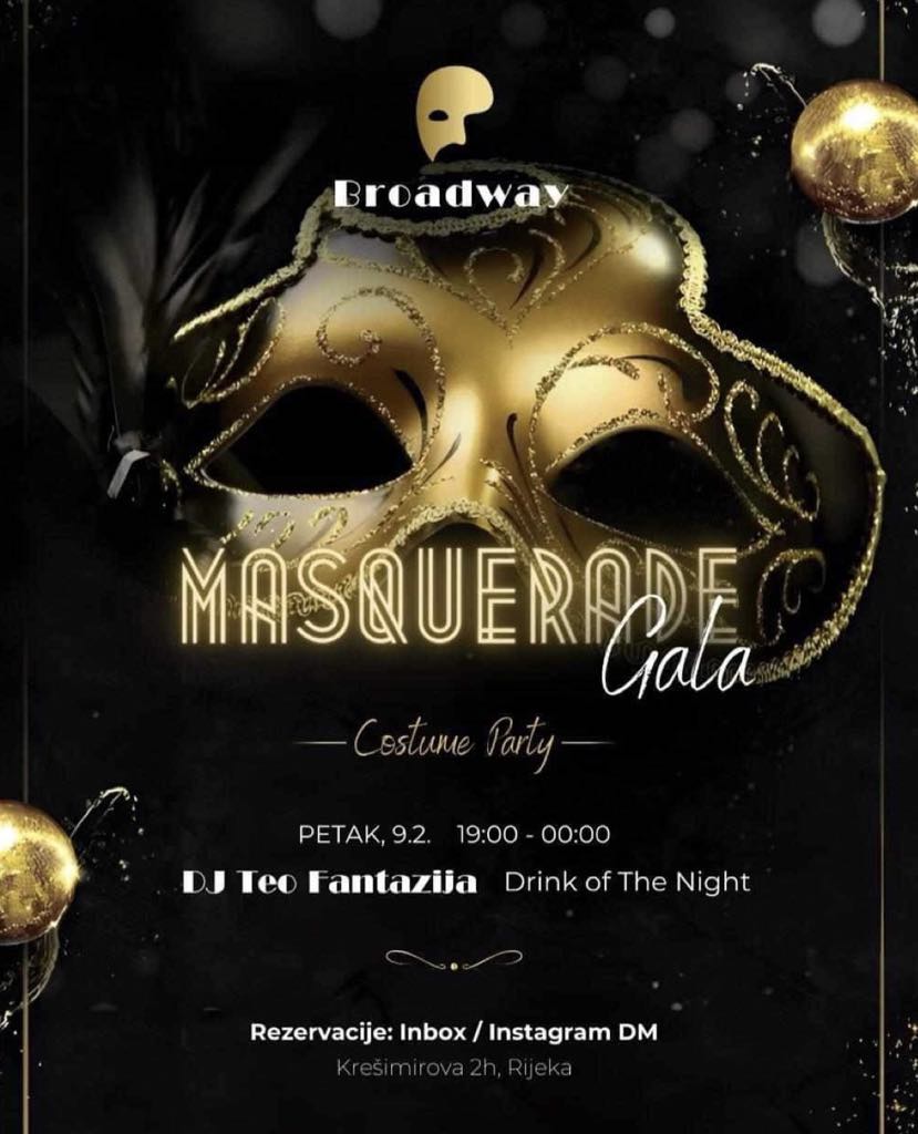 Masquerade Gala party u riječkom Broadwayu: oživite omiljeni filmski lik i dobro se zabavite!
