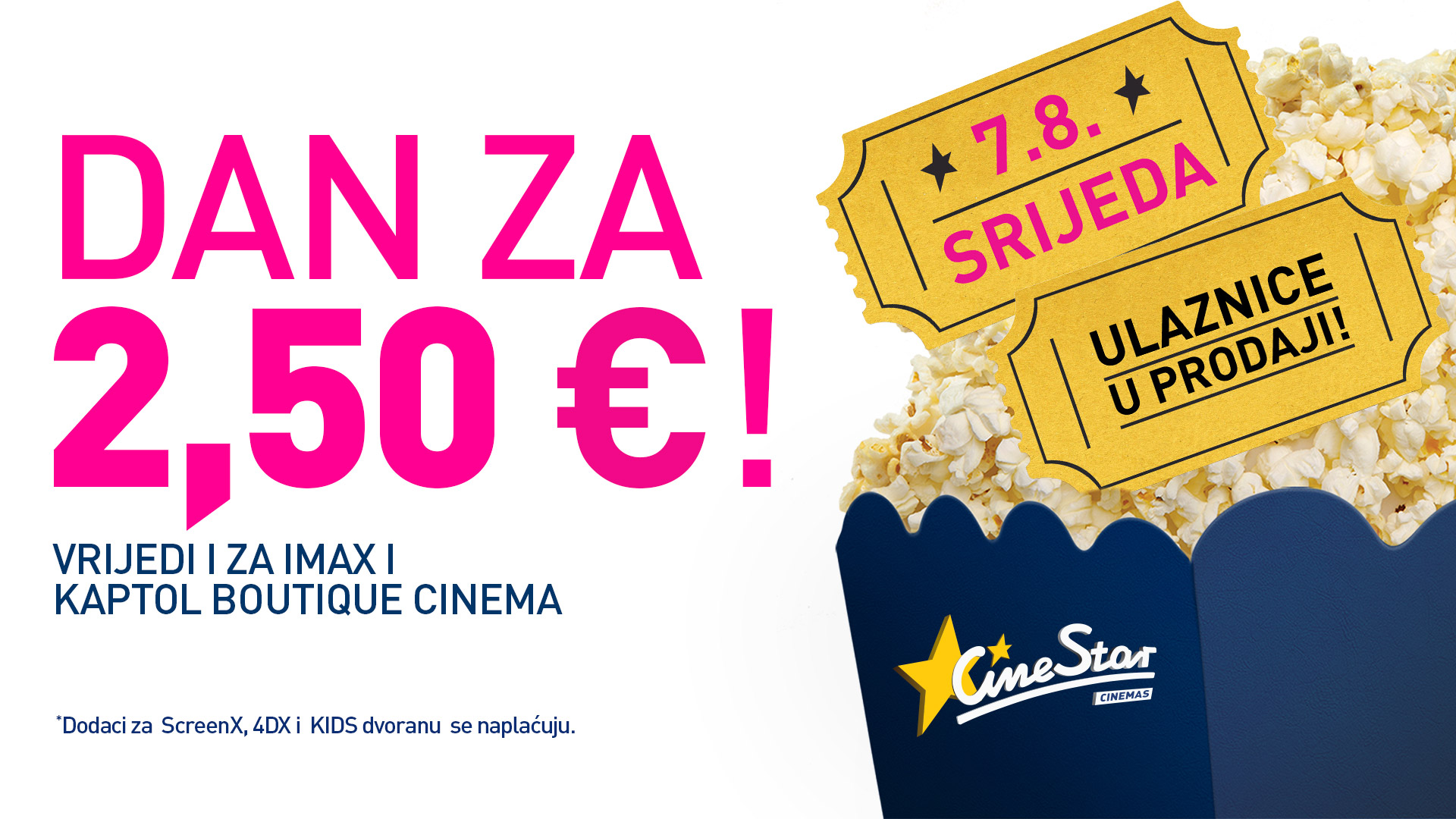 SAVRŠEN LJETNI KINO DAN – U CINESTARU SVI FILMOVI SAMO 2,50 €!